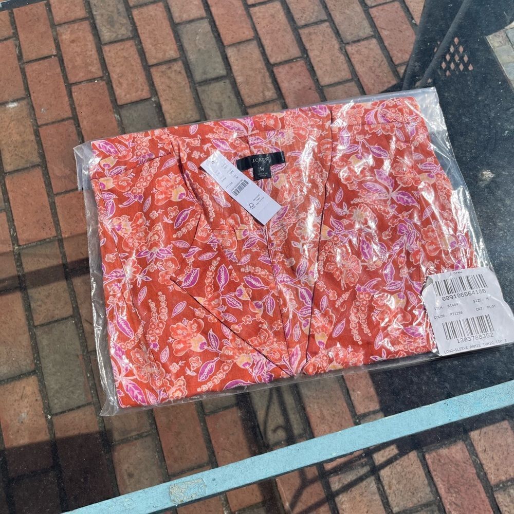 J Crew Ramie Tunic Top in Painted Block Print NWT - Picture 7 of 12